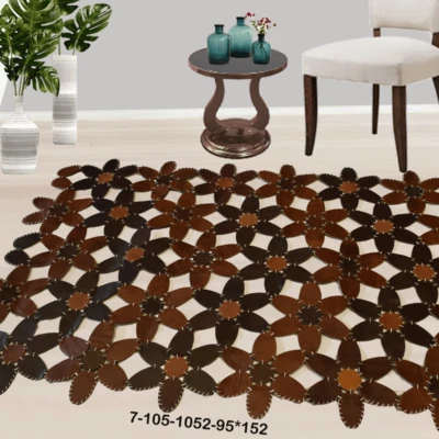 Modern floor rugs patchwork cow leather rug Bohemian new rugs 7-105 - Image 1 of 4