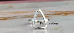 Triangle Minimalist 925 Silver Ring Mordent Geometric Ring Simple Everyday Ring - Picture 1 of 3