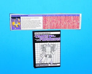 Tarjeta de archivo G1 Transformers Blitzwing Tech Spec 1985 + folleto de instrucciones - Imagen 1 de 3