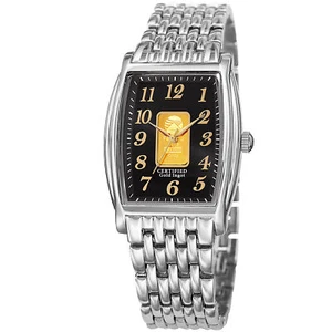 Men's August Steiner AS8226SSB Certified 0.10G Plate Of Pure Gold Bracelet Watch - Picture 1 of 4