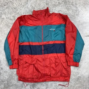 Vintage Tommy Hilfiger Jacket Mens XL Red Nylon Colorblock Windbreaker 90s - Picture 1 of 8