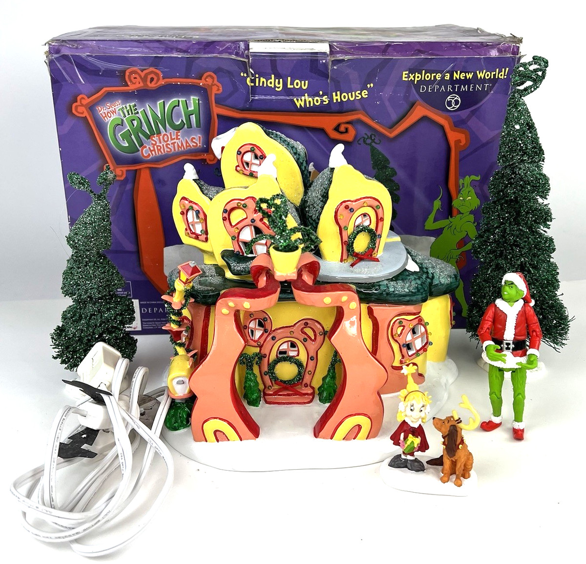 Department 56 Dr. Seuss Grinch Village Auntie Who's Bouquet House – 8" Lighted Building, Porcelain & Resin, Multicolor