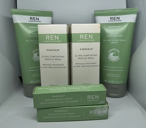 REN Green Skincare Lot Evercalm Serum Rescue Mask Comforting Cleansing Gel - Picture 1 of 1