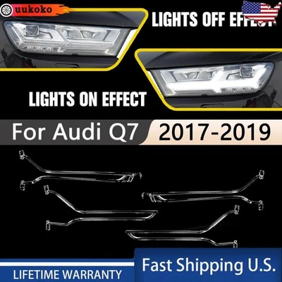 Pair Headlight Guide Strip Daytime Running Light Tube Bar For Audi Q7 2016-2019 Foto 1 de 4
