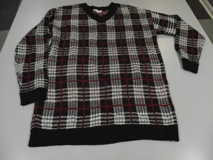 Maglione No Boundaries nero/rosso a quadri scollo a V, JR'S XL 15-17 ~ Nuovo con etichette! - Foto 1 di 5