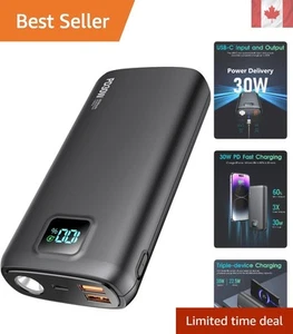 Sleek Power Bank 40000mAh with 3 Outputs, Fast Charging & Bright LED Flashlight - Photo 1 sur 9