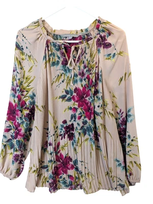 Top Valerie Stevens Mujer Talla Grande 1X Rosa Floral Peplum Volantes Carrera Fluido Foto 1 de 4