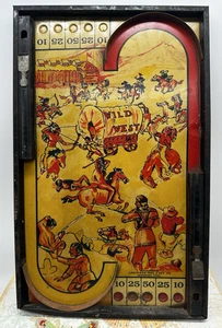 1930er Tabletop Flipper Spiel Spielzeug von Lindstrom Tool & Toy Co Wild West Blechspielzeug - Bild 1 von 11