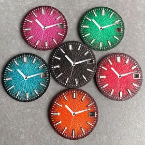 29mm Black Green Orange Red Texture Dial Fit Vintage NH35 NH36 7S26 movement - Picture 1 of 21