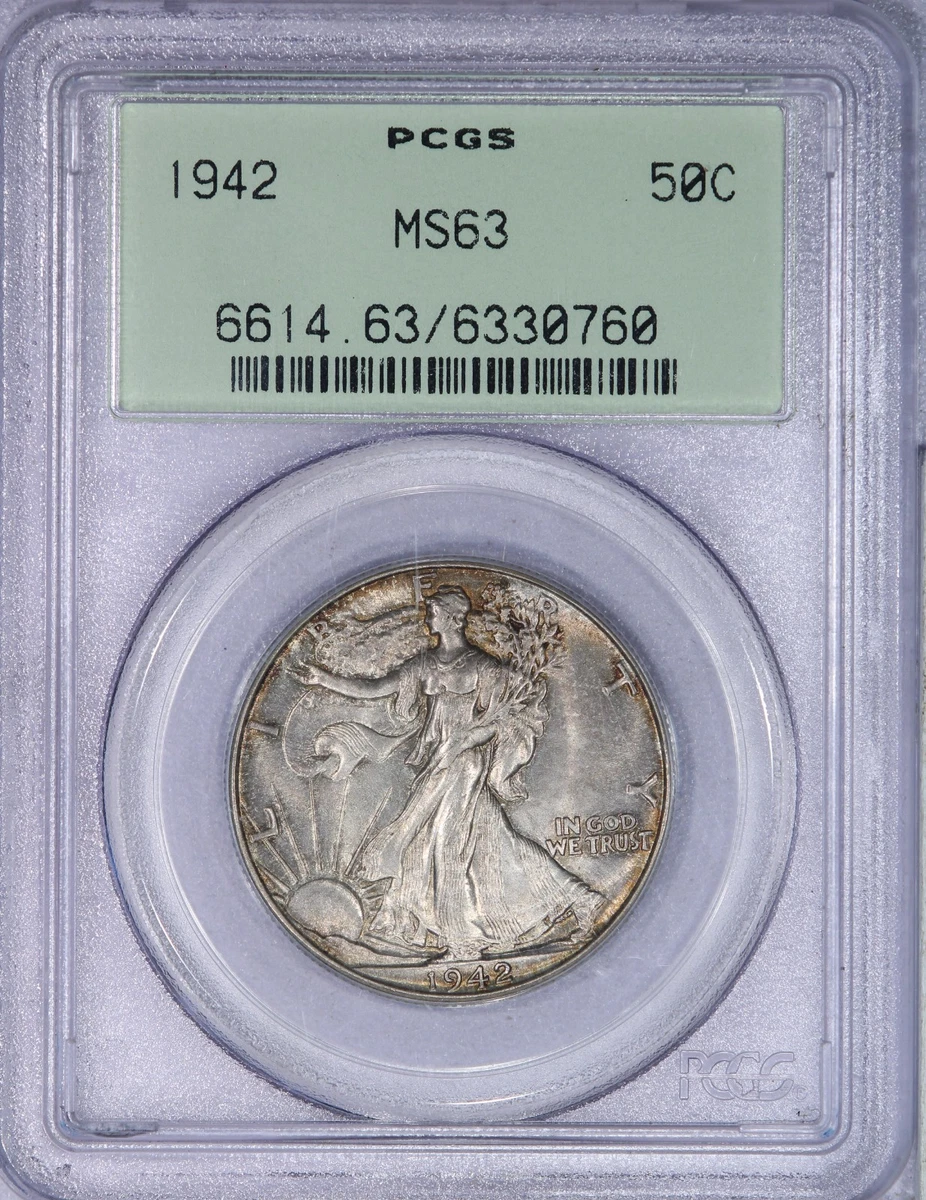MS 63 Graded 1942 Year Liberty Walking Half Dollars (1916-1947
