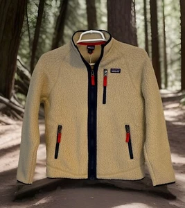 Patagonia Jacket Kids El Cap Khaki Retro Pile Fleece Full Zip Size L NWT - Picture 1 of 6