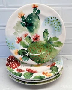 Pier 1 DESERT CACTUS Set of 4 Salad or Dessert Plates 8.5" Ironstone - Plants - Picture 1 of 6