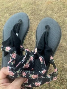 SANUK Yoga Floral Gladiator Ankle Tie Sandals Thongs Comfort Sz 10 SEXY ❤️sj15m8 - Picture 1 of 9