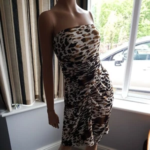 (TM) Mango Kleid L Animal Type Print Creme Braun Neu mit Etikett - Bild 1 von 12