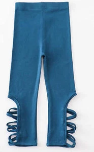 Girl's Boutique Blue Hollow Out Leggings - Picture 1 of 10