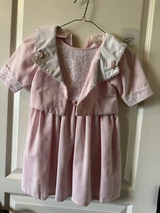 Vintage Cottage Rose Floral Lace Dress Girls 6X Poly Rayon Pink White - Picture 1 of 6