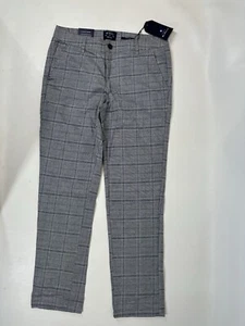 Ben Sherman Plaid Grey Chino Pants 30 X 30 Slim Fit Stretch NWT - Picture 1 of 7