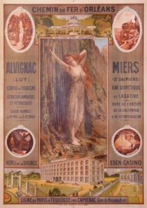 ALVIGNAC-MIERS-ROCAMADOUR CHEMIN DE FER D ORLEANS 1900 VINTAGE POSTER - Picture 1 of 1