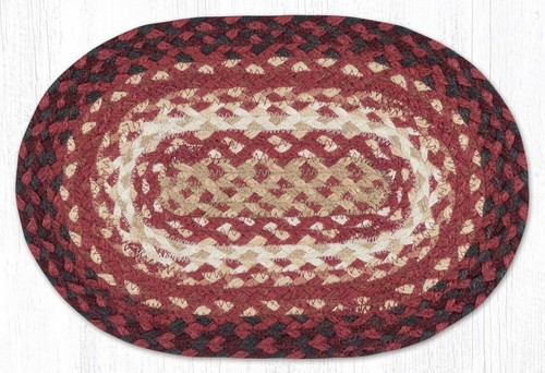 Burgundy Red, Tan, Ivory 10"x15" Oval Placemat, Braided Jute Table Mat ...