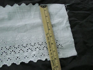 Vintage 8" Trim Eyelet Hem Trim Cotton VGC 2 yards Crisp - Picture 1 of 5