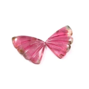 Loose Gemstone Natural Bio Tourmaline Hand Carved Butterfly Wings Stone A1791 - Picture 1 of 3
