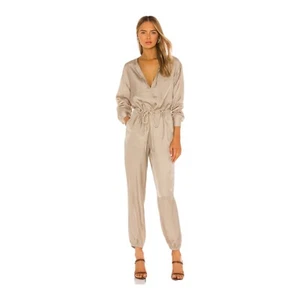ATM Beige Micro Twill Jogger Jumpsuit Large New - Picture 1 of 12