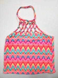 Arizona Girl's  Multicolor Swim Halter Tankini Top. Size 10 - Picture 1 of 3