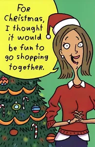 Funny CHRISTMAS Card, Shopping Together Laptop Martinis by Bella Greetings +✉ - Picture 1 of 4