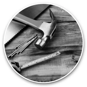 2 x Vinyl Stickers 20cm (bw) - Awesome DIY Tools Builder Joiner #37365 - Afbeelding 1 van 8
