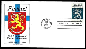 1334 5c Stamp (1967) 50TH YEAR OF FINLAND INDEPENDENCE FDC BY HERMAN FLUEGEL !! - Picture 1 of 1