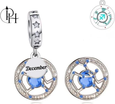 Sagittarius Zodiac Charm 925 Sterling Silver December Birthstone Birthday Dangle - Image 1 of 4