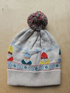 NWT HANNA ANDERSSON RAINBOW GNOMES ON ECRU SWEATER KNIT POM POM HAT XL $40 - Picture 1 of 5