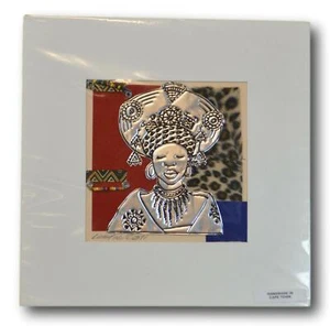 ICONZ Metal Embossed African Tribal Woman Collage Art - NEW - Picture 1 of 2