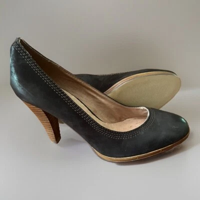 Zapatos de tacón de cuero 5th Avenue marrón oscuro costuras en contraste ropa de trabajo 7,5 Foto 1 de 4
