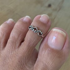 Ring, Silver Ring, Rings, Hearts Sterling Silver Three Hearts Toe