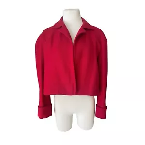 Yves Saint Laurent Rive Gauche Womens 38 Jacket Red Cropped Boxy Vintage - Picture 1 of 10