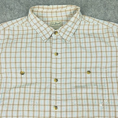 LL Bean Shirt Mens Large Brown Check Long Sleeve Button Up Cotton Outdoors Work - Image 1 of 4