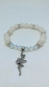 Handmade White Agate & Opalite Stretchy Bead Bracelet, Fairy. Gemstone Jewellery - Picture 1 of 5