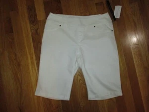 NWT Peck & Peck White Elastic Waist Pull On Bermuda Denim Jeans Shorts Size 10 - Picture 1 of 4