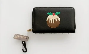 Christmas pudding-Forrest Black Leather Purse 15cm X 10cm Approx - Picture 1 of 6