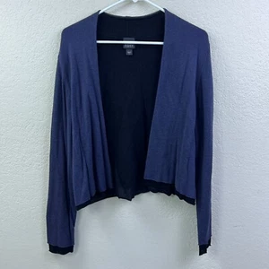 Eileen Fisher Womens Wool Open Front Cardigan Size L Blue Lightweight Minimalist - Picture 1 of 9