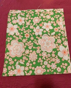 Tela Vintage Años 70 Floral Naranja Verde Flower Power Algodón Groovy - Imagen 1 de 2