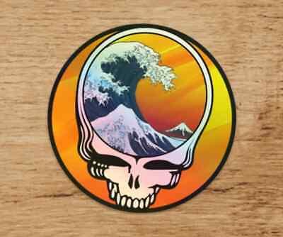 Grateful Dead Steal Your Face Sticker Holographic Beach Waves Jerry Garcia B09H • 4.69$