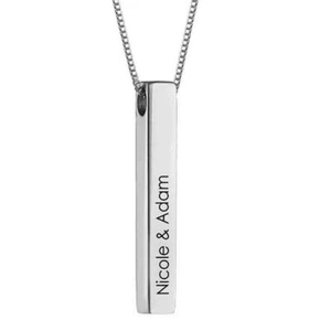 Halskette Mit Name aus Silber 925 Rhodium Hypoallergen Stab Graviert Jewel Damen - Bild 1 von 5