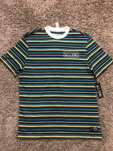 Welcome Skateboard TEE, Surf Stripe Black, SBlue,Mar, Yel T-Shirt Men's MED/XL - Picture 1 of 4