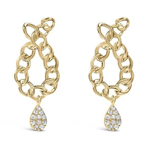 14K Yellow Gold Plated .925 Sterling Silver 1/10 Cttw Diamond Earrings - Picture 1 of 6