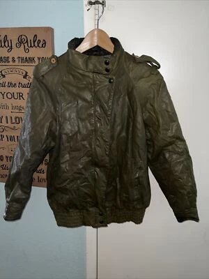 Jaqueta de Couro Macia Feminina Kenar Ann Tjian Vintage Anos 80 Verde Tamanho Grande - Imagem 1 de 4