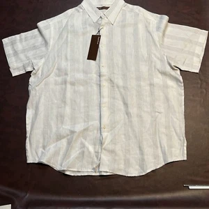 Perry Ellis White Linen Short Sleeve Button Up Mens Size 2XL NWT Hawaiian Resort - Picture 1 of 8