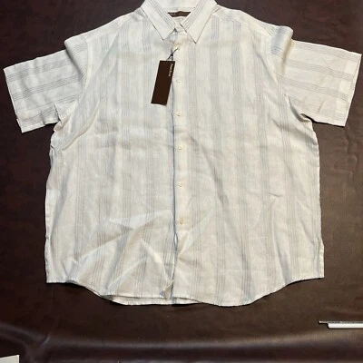 Perry Ellis White Linen Short Sleeve Button Up Mens Size 2XL NWT Hawaiian Resort - Image 1 of 4