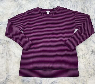 NUEVO SIN ETIQUETAS TOP TÚNICA CHICO'S ZENERGY JERSY LS FUCSIA/CLÁSICO AZUL MARINO Talla 1 EE. UU. 8-10 M Foto 1 de 4